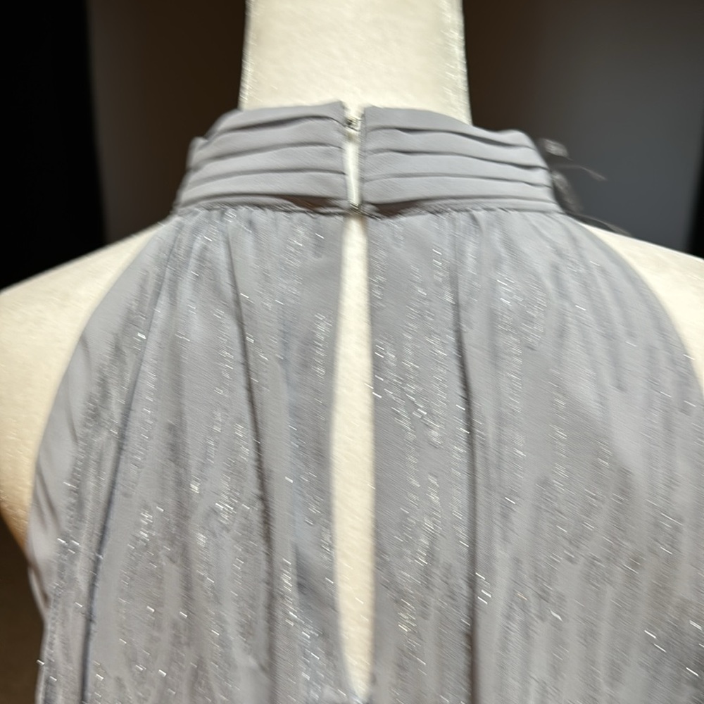 NWT SLNY Halter Neckline Sleeveless Dress In Gray Silver Size 8 - Picture 6 of 11
